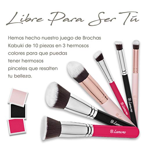 Set De Brochas De Maquillaje Profesional - Pinceles Maquillaje 10 Piezas - Brochas Base De Maquillaje, Brocha Kabuki, Brocha Polvos, Brochas De Maquillaje Ojos - Pelo Sintético Calidad Premium