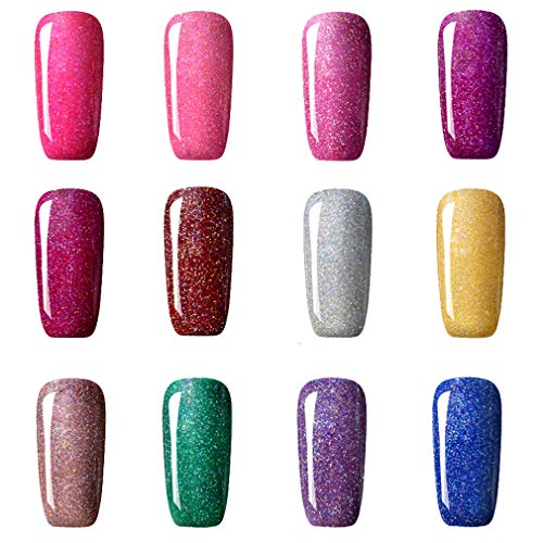 Set de esmalte de uñas de gel CLAVUZ; 12 unidades, multicolores, secado con lámpara LED o UV, 8 ml