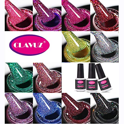 Set de esmalte de uñas de gel CLAVUZ; 12 unidades, multicolores, secado con lámpara LED o UV, 8 ml