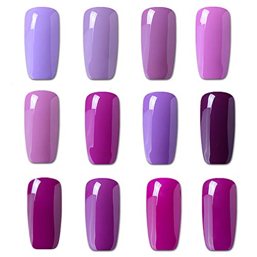 Set de esmalte de uñas de gel CLAVUZ; 12 unidades, multicolores, secado con lámpara LED o UV, 8 ml