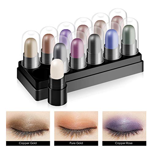 Set de lápices de Sombra de Ojos de 12 Colores: Mini Paleta de Sombra de Ojos Smoky Shimmer/Sticks/Pen Eyeliner Pen