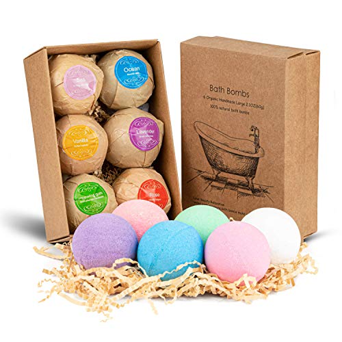 Set de regalo de bomba de baño HENMI, 6 bombas de espuma de lujo hechas a mano, bombas de spa de aceites esenciales orgánicos y naturales, regalo perfecto de cumpleaños/San Valentín/para novia