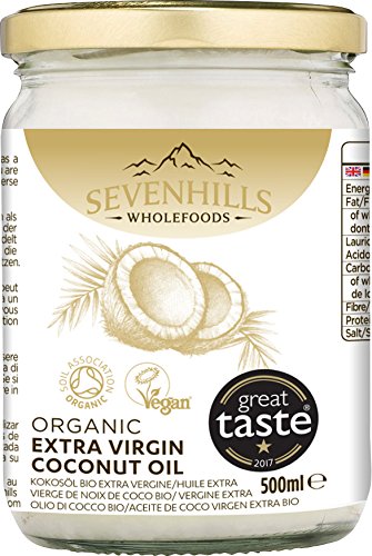 Sevenhills Wholefoods Aceite De Coco Virgen Extra Orgánico, Crudo, Prensado En Frío 500ml