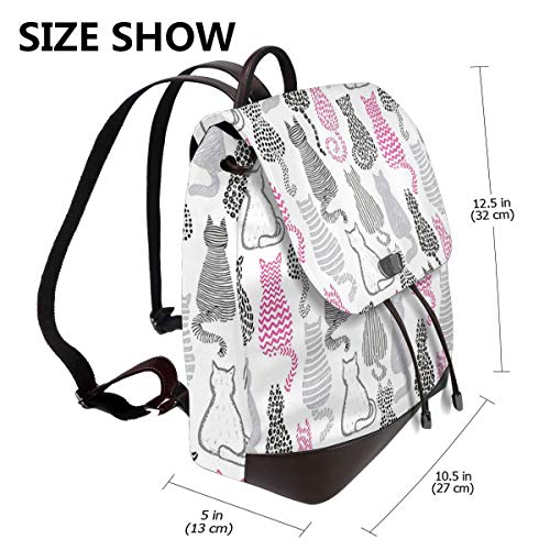 SGSKJ Mochila de Cuero Mujer Bolso Pretty Cats 2 Estudiante Casual Bolsa La Universidad Bolsa de Viaje de Cuero Mochila Mujer