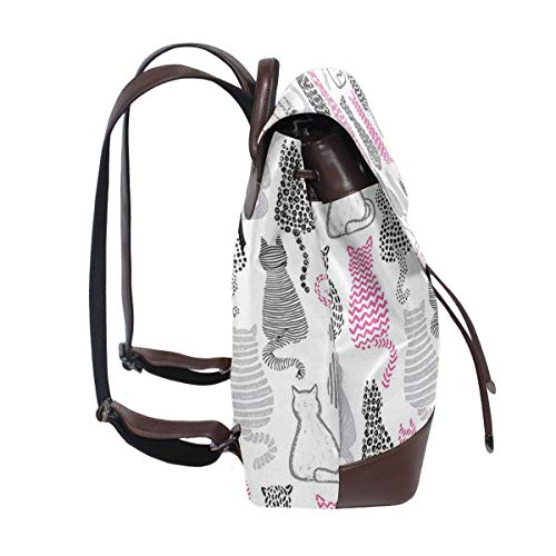 SGSKJ Mochila de Cuero Mujer Bolso Pretty Cats 2 Estudiante Casual Bolsa La Universidad Bolsa de Viaje de Cuero Mochila Mujer