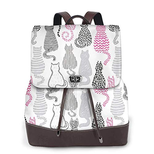 SGSKJ Mochila de Cuero Mujer Bolso Pretty Cats 2 Estudiante Casual Bolsa La Universidad Bolsa de Viaje de Cuero Mochila Mujer