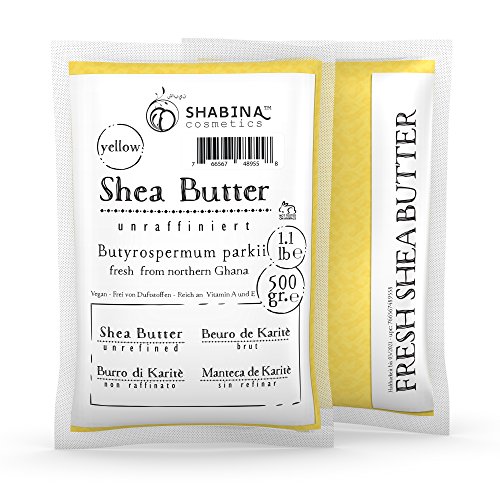 shabina Manteca de Karité unraffiniert Yellow Pure Premium 100% pura sheabu tter 500 gr, 1.1 Lb – 407