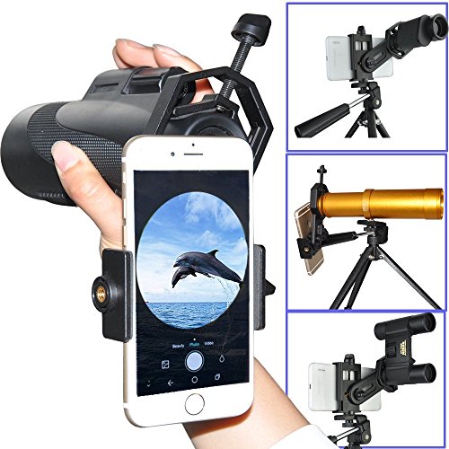 Shackcom Profesional Universal Teléfono Movil Soporte de Adaptador para Monoculares,Prismáticos,Microscopios,Telescopios Astronómicos,Telescopios Terrestres- Compatibles con Cualquier Smartphone