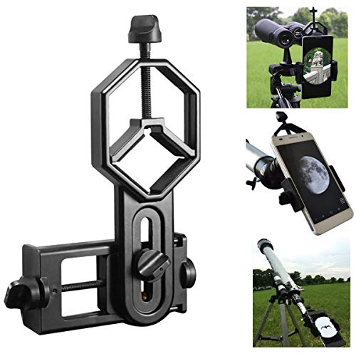 Shackcom Profesional Universal Teléfono Movil Soporte de Adaptador para Monoculares,Prismáticos,Microscopios,Telescopios Astronómicos,Telescopios Terrestres- Compatibles con Cualquier Smartphone