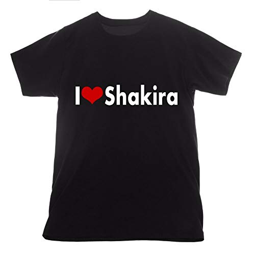Shakira I Love T-Shirt Sexy Dancer Singer Heart Idol Black tee Graphic Screening
