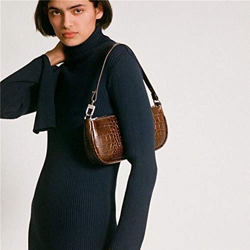 SHCONG Bolsos de Mano Para Mujer, Clutch Clásico Efecto de Cocodrilo Retro Bolso Cuero de Imitación con Cierre de Cremallera para el Bolso de la Axila (Patrón de cocodrilo marrón)
