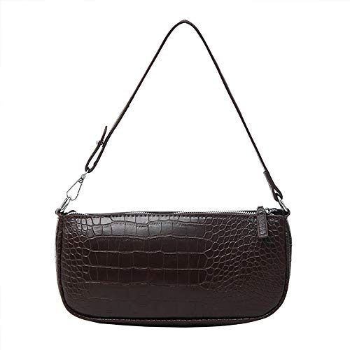 SHCONG Bolsos de Mano Para Mujer, Clutch Clásico Efecto de Cocodrilo Retro Bolso Cuero de Imitación con Cierre de Cremallera para el Bolso de la Axila (Patrón de cocodrilo marrón)