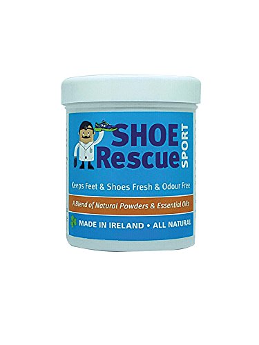 Shoe Rescue Polvos para pies y calzado Elimina el olor de pies 100% natural Contiene aceites esenciales Árbol de Té Eucalipto y Menta 100g