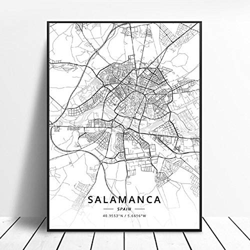shuimanjinshan Póster De Mapa De España De Tarragona Salamanca Ibiza Granada Cádiz Málaga 50X70Cm No Frame W-14