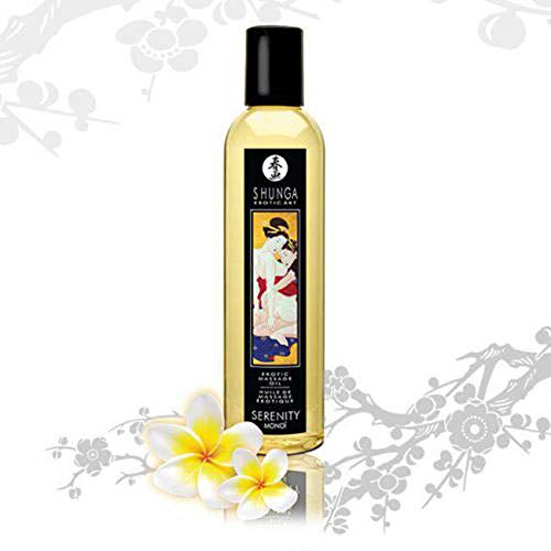 Shunga Aceite Masaje Serenity, MonoÏ, Color Amarillo Translúcido - 250 ml, 7.5 cm x 19 cm x 7.5 cm