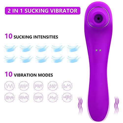 Silicona Masajeador Portátil,10 Modos de Femenino USB Recargable 100% Impermeable