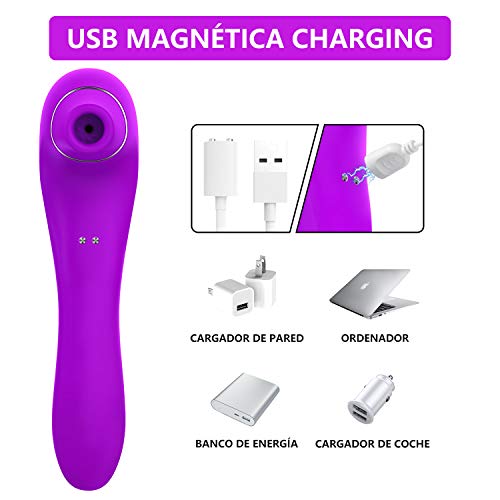 Silicona Masajeador Portátil,10 Modos de Femenino USB Recargable 100% Impermeable