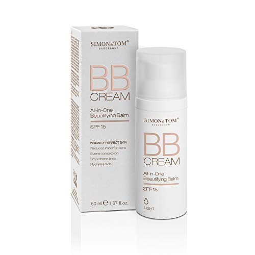 Simon & Tom – BB Cream – 3 Tonos – 50ML – Hidrata y alisa la piel con protección SPF 15 (Claro)