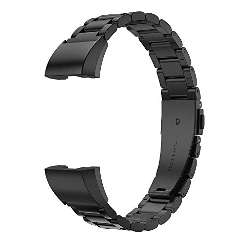 Simpeak Correa Compatible con Fitbit Charge 2 (5.5-8.1 Pulgadas), Correa de Acero Inoxidable Reemplazo Wristband Pulseras de Repuesto Bandas Compatible con Fitbit Charge 2 Fitness,Negro