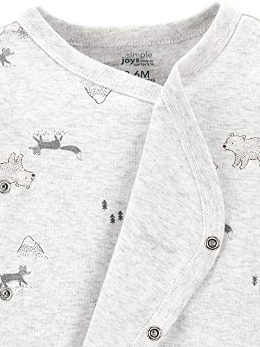 Simple Joys by Carter's Body de Manga Larga para bebé, 4 Unidades Infant-and-Toddler-Bodysuits, Estampado café, 3-6 Months, Pack de 4