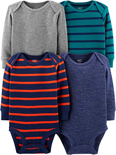 Simple Joys by Carter's - Body - para bebé niño multicolor Grey Heather/Blue Heather/Stripes 18 Months