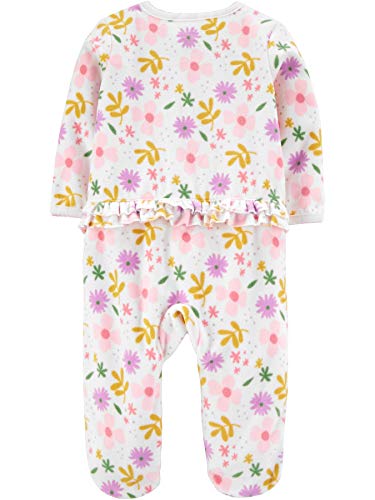 Simple Joys by Carter's Paquete de 2 Bolsillos con Cremallera de 2 vías para Dormir y Jugar Infant-and-Toddler-Bodysuit-Footies, Llamas moradas/Floral, 6-9 Months, Pack de 2