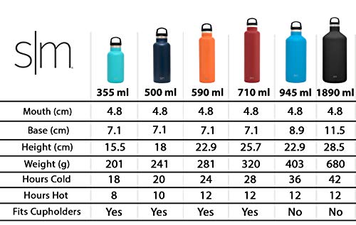 Simple Modern Ascent 590mL Botella de Agua de Acero Inoxidable con Tapa de Asa, Botella Termica con Boca Estrecha, Aislada al Vacío, Doble Pared, Termo sin BPA para Deporte o Viaje, Prueba de Fugas