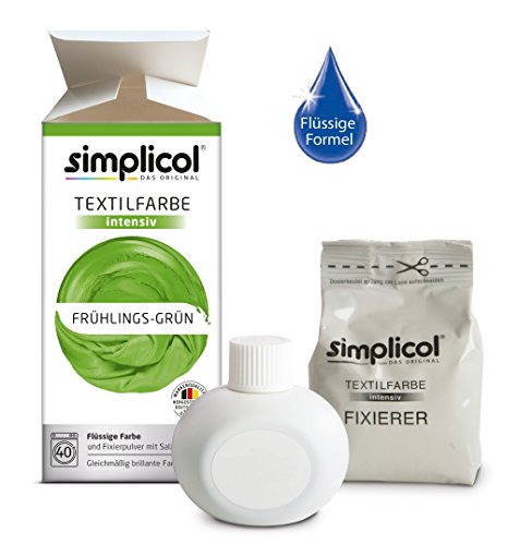 Simplicol Kit de Tinte Textile Dye Intensive Verde: Colorante para Teñir Ropa, Tejidos y Telas Lavadora, Contiene Fijador para Colorante Líquido, Anti Alérgeno, No Destiñe, Seguro para su Lavadora
