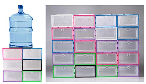 Sinbide 6 * / 12 * Cajas para Zapatos Plástico, Cajas de Zapatos para Hombres y Mujeres, Organizador de Zapatos, Impermeable, Ahorra Espacio, Casa, Hogar, 31.5cm*21.5cm*12.5cm (Blanco, 12)