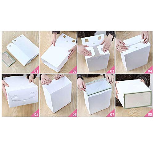 Sinbide 6 * / 12 * Cajas para Zapatos Plástico, Cajas de Zapatos para Hombres y Mujeres, Organizador de Zapatos, Impermeable, Ahorra Espacio, Casa, Hogar, 31.5cm*21.5cm*12.5cm (Blanco, 12)
