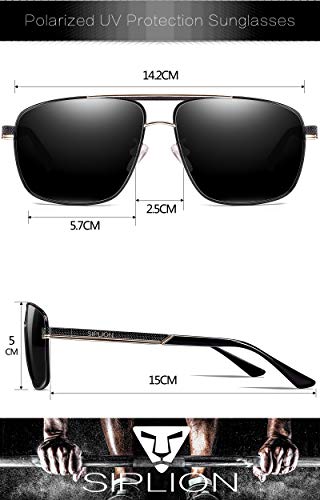 SIPLION Gafas de sol Hombre Polarizadas Gafas de sol para Hombre rectangulares 1823negro