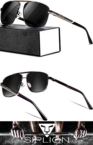 SIPLION Gafas de sol Hombre Polarizadas Gafas de sol para Hombre rectangulares 1823negro