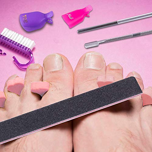 SIQUK Kit de Uñas Removedor el Esmalte, Almohadillas de Algodón de Limpieza, Clip de Removedor, Separador de Uñas, Cepillo para Uñas, Lima de Uñas, Alicate para Cutículas, Herramientas de Manicura