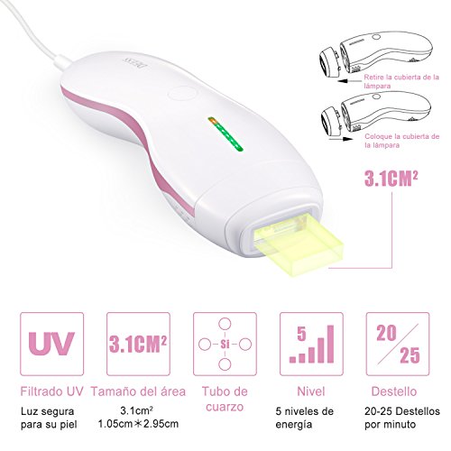 Sistema de Depilación por Luz Pulsada Intensa (IPL), Dispositivo DEESS series 3 Plus de Depilación Permanente para Cara y Cuerpo, 350.000 pulsaciones de luz, Uso Doméstico-Aprobado por la FDA