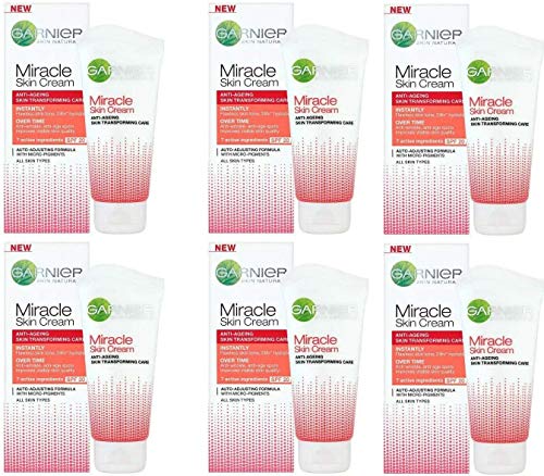 SkinActive - Miracle Anti-Fatigue - Miracle Day Care - Skin Transforming Anti-Aging, Paquete de 6 (6 x 50 ml)