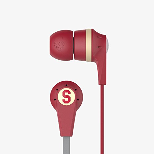 Skullcandy Ill-Famed - Auriculares intraurales con micrófono en línea integrado, color rojo y crema