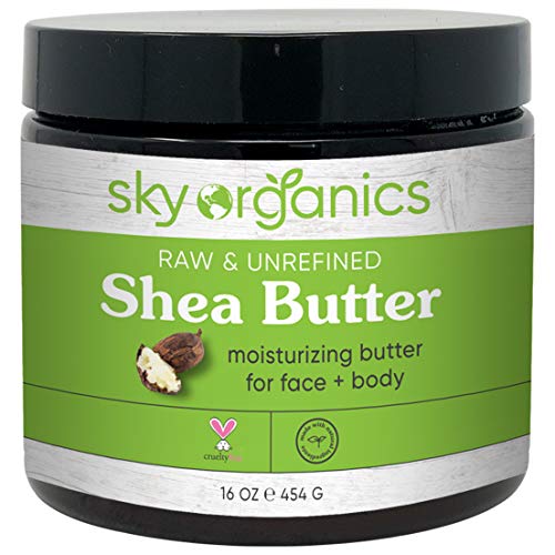 Sky Organics Manteca de Karité, crudo, puro, crudo Marfil Shea Butter 16 oz - Piel nutritiva, hidratante y curativo, tipo de piel, polvos para espolvorear y cuidado del pelo DIY Recetas