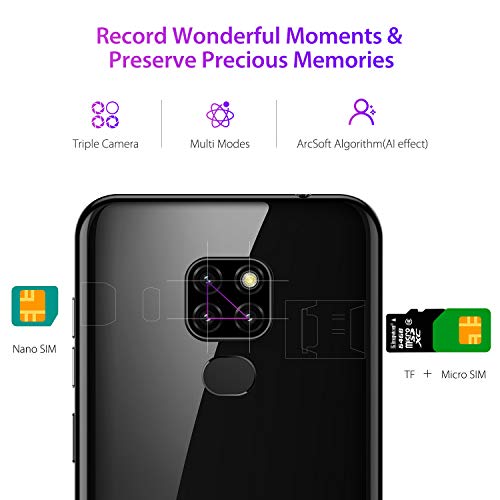 Smartphone Libre 4G Ulefone Note 7P, Waterdrop 6.1 Teléfono Móvil, 3+ 32 Go Quad-Core Android 9.0, Moviles Libres 2019 Cámara Trasera Triple y Ranura Triple, Face ID et Fingerprint 3500mAh OTG (Negro)