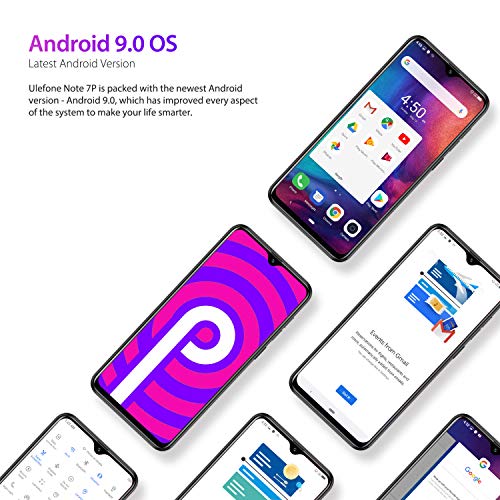 Smartphone Libre 4G Ulefone Note 7P, Waterdrop 6.1 Teléfono Móvil, 3+ 32 Go Quad-Core Android 9.0, Moviles Libres 2019 Cámara Trasera Triple y Ranura Triple, Face ID et Fingerprint 3500mAh OTG (Negro)