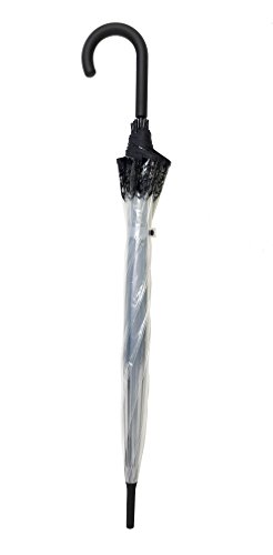 SMATI Paraguas Largo Transparente Encaje Floral con Rosas en Forma de Campana con su apuerta automatica