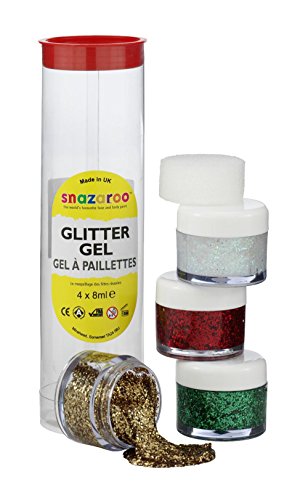 Snazaroo - Gel de maquillaje con purpurina/ brillo (verde, rojo, stardust y el rojo de oro)
