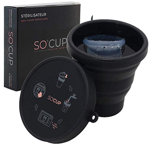 SO CUP Esterilizador Plegable para Copa Menstrual 3 en 1 - Con o Sin Microondas 100% Silicona de Grado Alimenticio - Talla Grande Adecuada para TODO tipo de Menstrual Cup