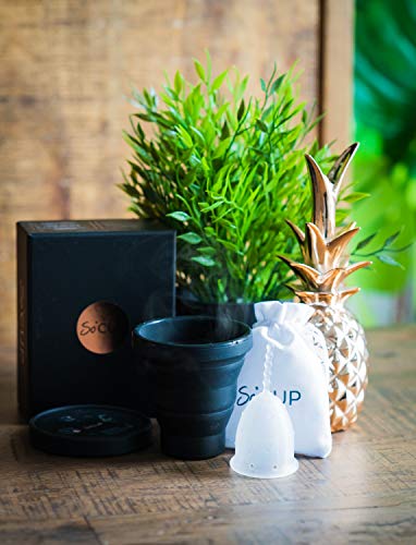 SO CUP Esterilizador Plegable para Copa Menstrual 3 en 1 - Con o Sin Microondas 100% Silicona de Grado Alimenticio - Talla Grande Adecuada para TODO tipo de Menstrual Cup