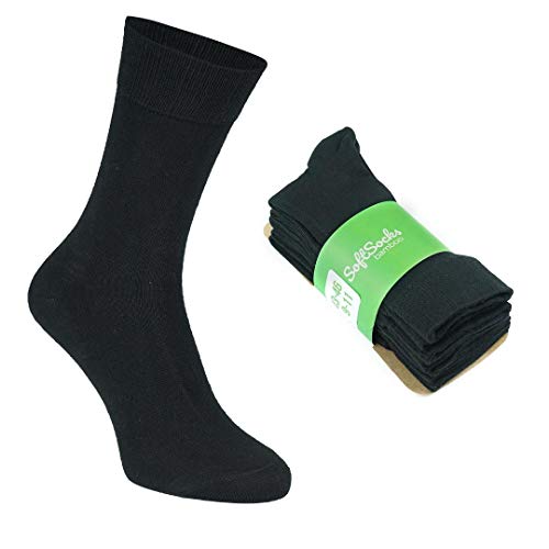 SoftSocks Negro calcetines de bambú súper suaves para él y para ella, comodidad óptima: ideal para negocios, deporte y ocio, ¡paquete de 5! TRANSPIRABLES! (47-50)