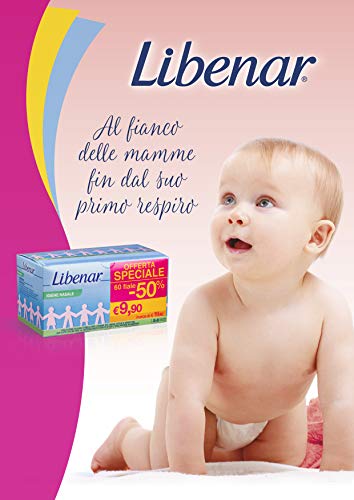 Solución salina fisiológica Libenar, solución isotónica estéril para la limpieza de ojos y nariz infantiles, 60 viales x 5 ml