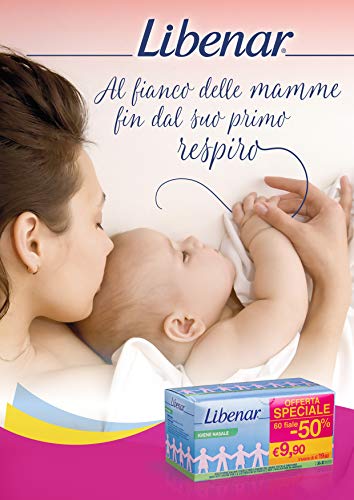 Solución salina fisiológica Libenar, solución isotónica estéril para la limpieza de ojos y nariz infantiles, 60 viales x 5 ml