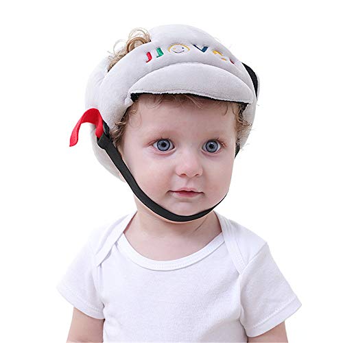 Sombrero de Seguridad para Bebé, Infantil Protector de Cabeza Casco de Seguridad del Bebé Niño Sombrero de Protección Adjustable Arnés Gorra de Protección, Gris