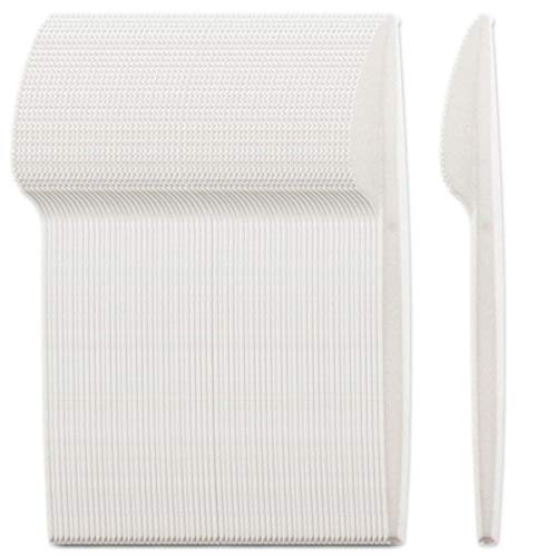 Somoplast - Cuchillos de plástico Blanco, 100 en un Paquete - Cubertería Reutilizable y desechable para Fiestas y Eventos - Suministrado en 10 Paquetes de 100 Cuchillos de plástico Desechables