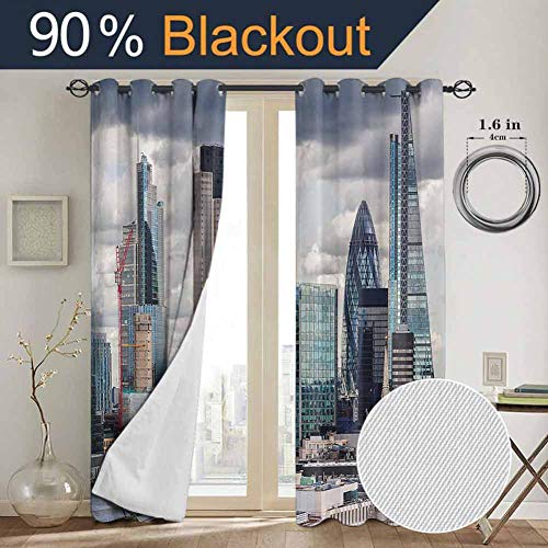 SONGDAYONE - Cortina de Ventana para salón, Dormitorio o Sala de Estar con una Calle en Beverly Hills California Palm Trees Houses Famous City Photo Light Azul melocotón Verde