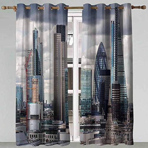 SONGDAYONE - Cortina de Ventana para salón, Dormitorio o Sala de Estar con una Calle en Beverly Hills California Palm Trees Houses Famous City Photo Light Azul melocotón Verde